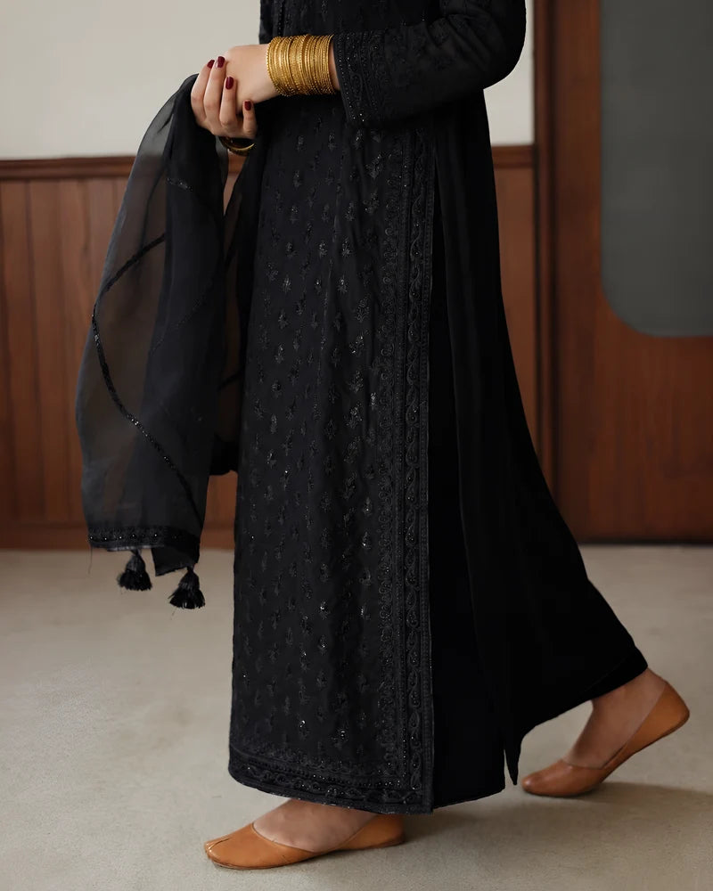Mahrani's Black Bahaar 3 Piece Black Lawn Suit - Summer Collection