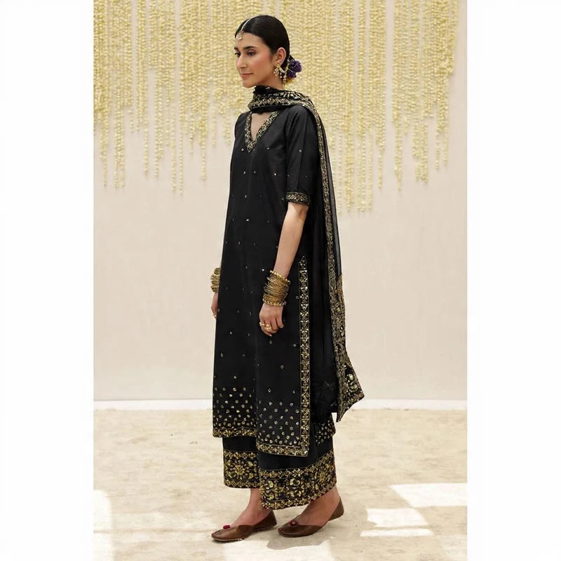 Mahrani Black Grace 3 piece Embroidered Luxury Pret For Women