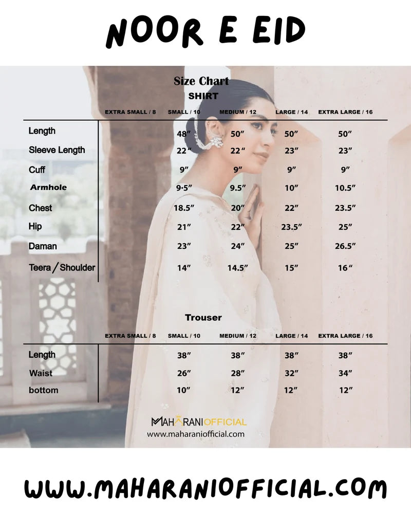 Mahari Noor-e-Eid Ivory Dress | Sequin Lace Trouser Festive Suit