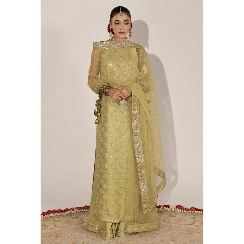 Mahrani Pistachio Crystal 3 Piece Embroidered Luxury Pret