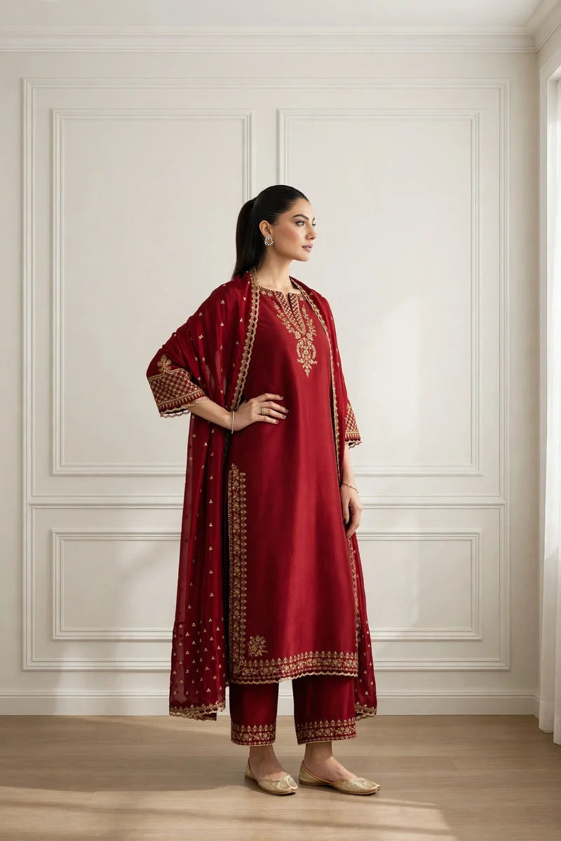 Mahrani Mahroon Mehar Maroon 3 Piece Lawn Suit | MAHARANI Official 1 review
