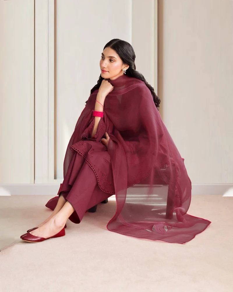 Mahrani Maroon Elegance – Luxury Embroidered Suit for Women