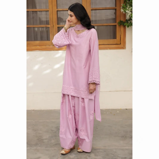 Mahrani Tea Pink Essence 3 Piece Lawn Suit - Tea Pink Ready to Wear