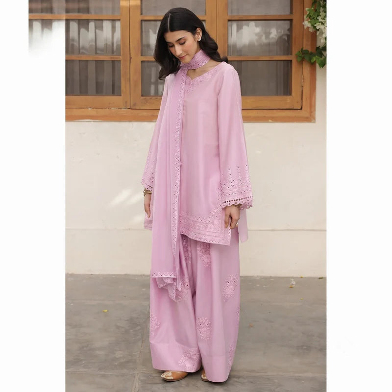 Mahrani Tea Pink Essence 3 Piece Lawn Suit - Tea Pink Ready to Wear