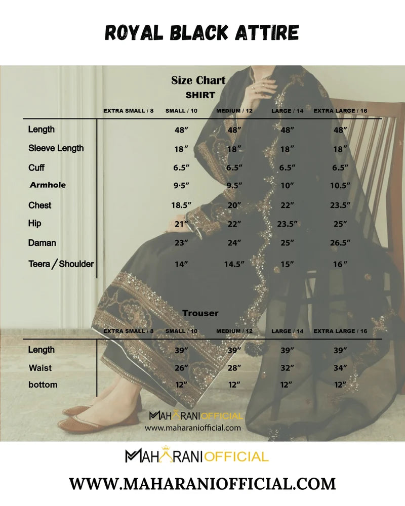 Mahrani Royal Black Attire – Classic 3-Piece Suit for Women