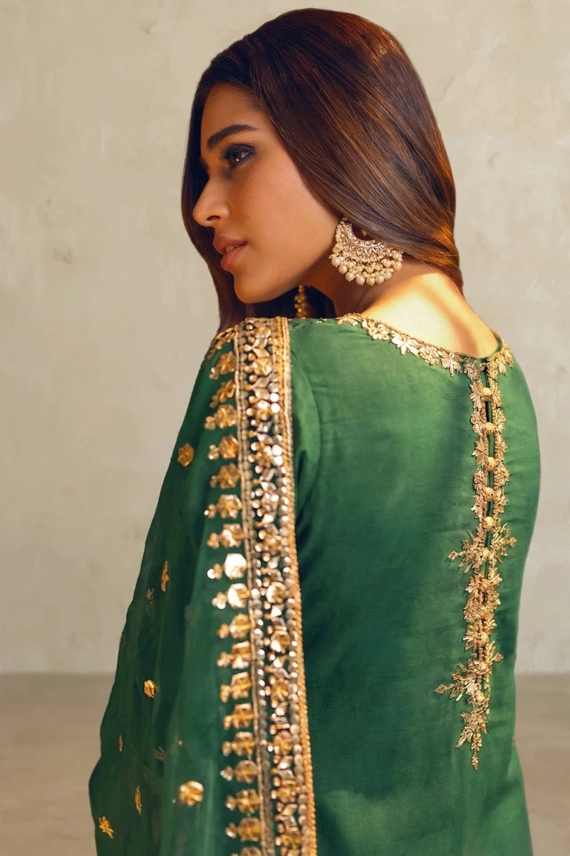 Mahrani Green Zareen Lawn Suit - 3 Piece Embroidered Ready to Wear