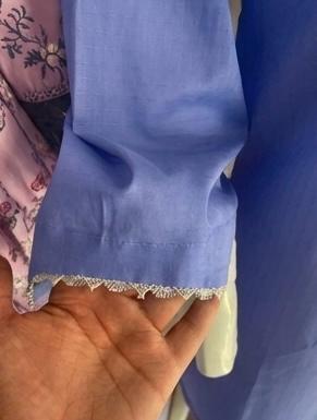 Sky Blue Cotton Kurti with Heart Print Plazo Trouser – 2 Piece Set