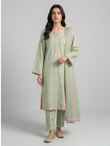 Bin Saeed Pastel Green Printed 3-Piece Lawn Collection