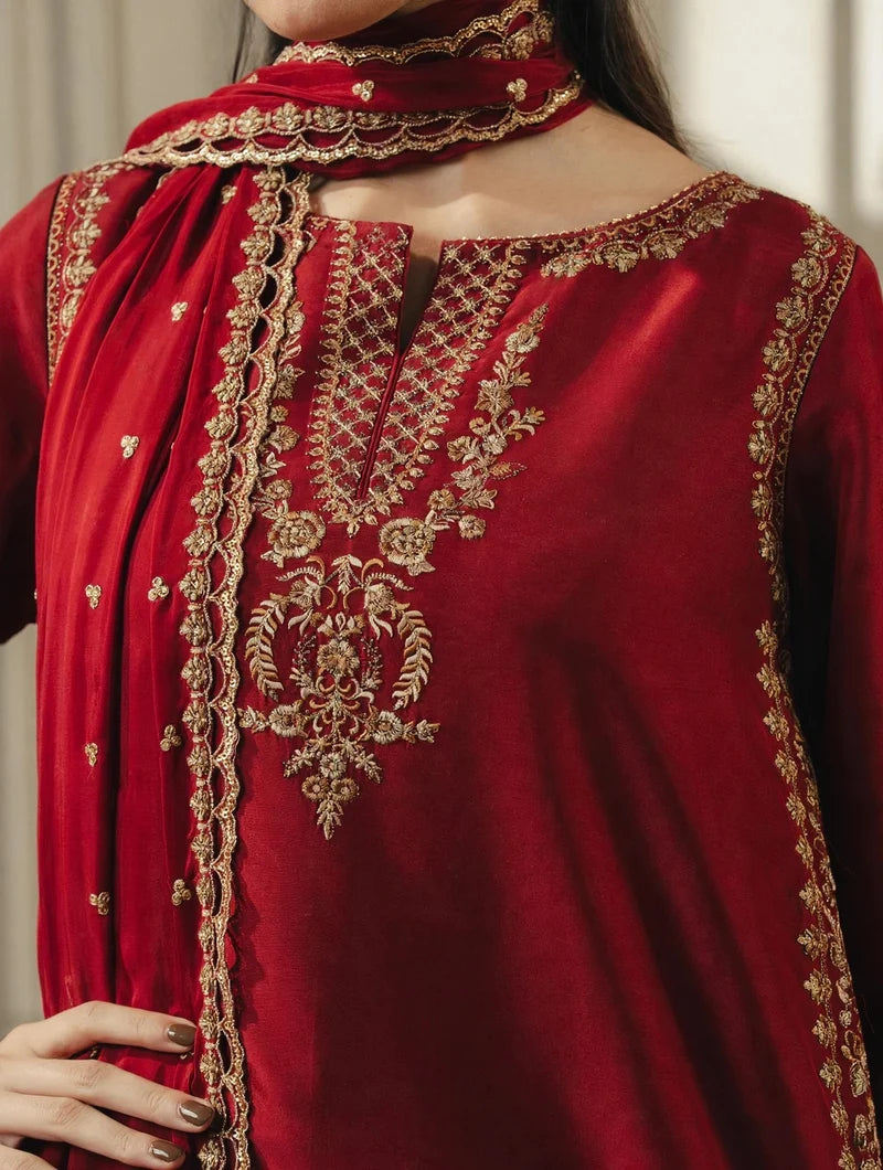 Mahrani Mahroon Mehar Maroon 3 Piece Lawn Suit | MAHARANI Official  1 review