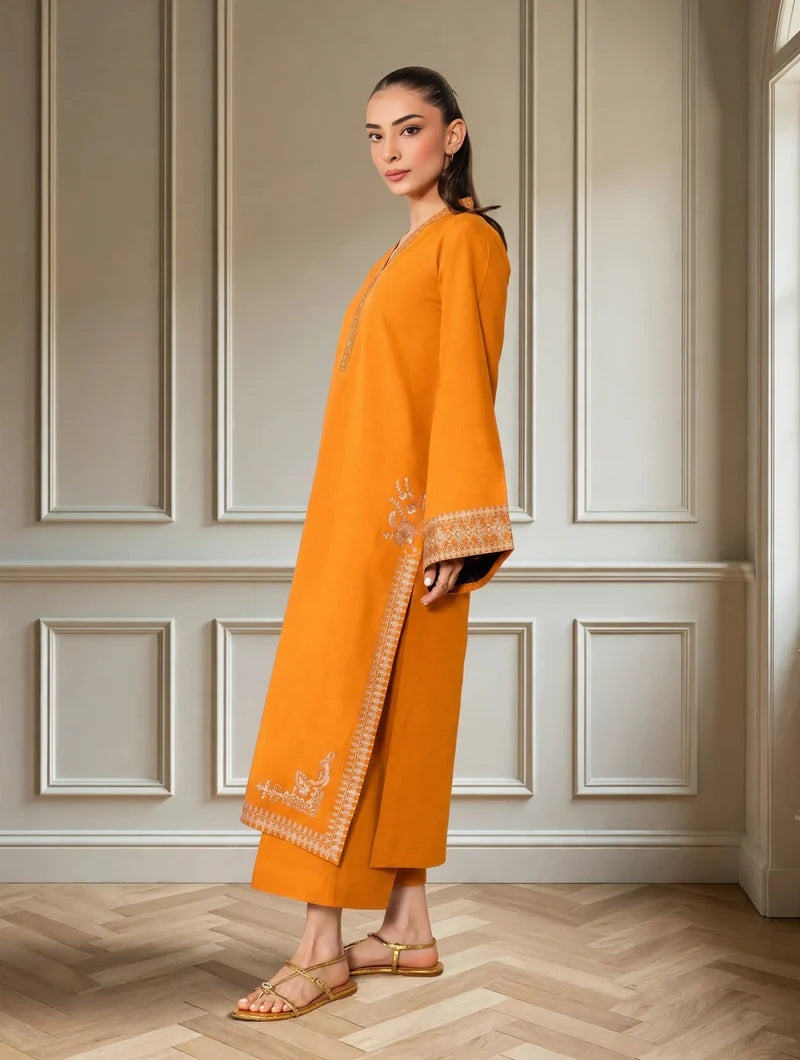 Mahrani Zarfishan Mustard Suit | Embroidered Lawn 3 Piece Festive Wear