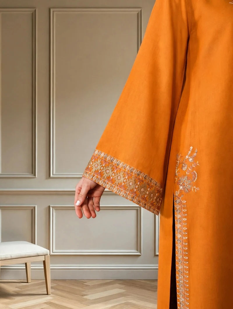Mahrani Zarfishan Mustard Suit | Embroidered Lawn 3 Piece Festive Wear