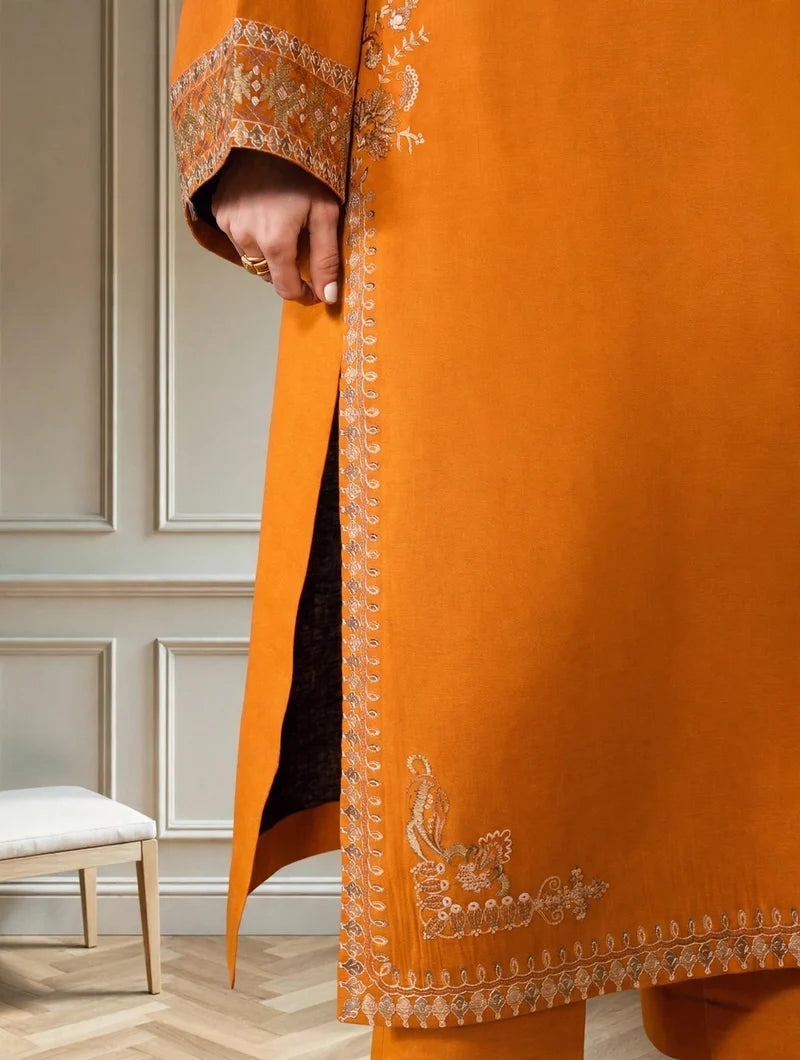 Mahrani Zarfishan Mustard Suit | Embroidered Lawn 3 Piece Festive Wear