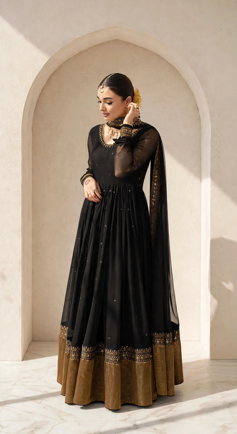 Mahrani Zarnab - Black Gold 3-Piece Stitched