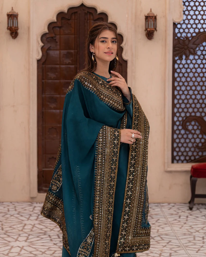 Mahrani Zinc Mystique – Luxury Embroidered Suit for Women